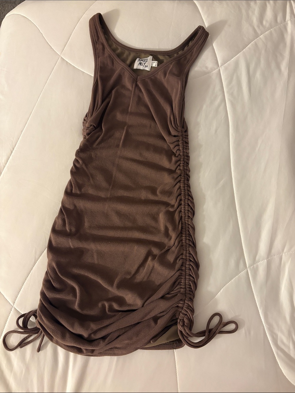 Princess Polly Ribbed Tank Dress in Mauve Taupe